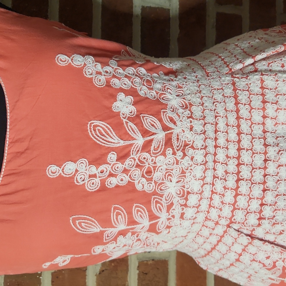 Sophie Max coral fit and flare dress, size Small - Picture 2 of 5